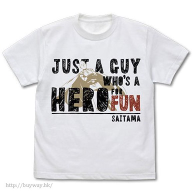 一拳超人 (中碼)「埼玉」JUST A GUY WHO's A HERO FOR FUN 白色 T-Shirt Just a Guy Who's a Hero for Fun T-Shirt /WHITE-M【One-Punch Man】