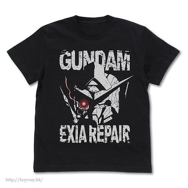 機動戰士高達系列 (細碼)「高達艾斯亞」修復型 頭像 黑色 T-Shirt Gundam Exia Repair Head T-Shirt /BLACK-S【Mobile Suit Gundam Series】