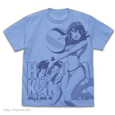 遙的接球 (中碼)「大空遙 + 比嘉彼方」粉藍色 T-Shirt Haruka & Kanata All Print T-Shirt /SAX-M【Harukana Receive】