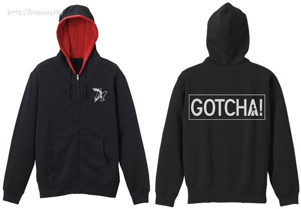遊戲王 系列 : 日版 (大碼)「GOTCHA!」黑×紅 連帽拉鏈外套