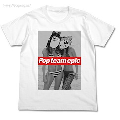 Pop Team Epic : 日版 (細碼)「POP子 + PIPI美」水著 白色 T-Shirt