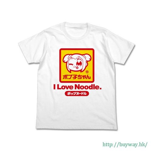 Pop Team Epic : 日版 (大碼)「POP子」"I Love Noodles" 白色 T-Shirt