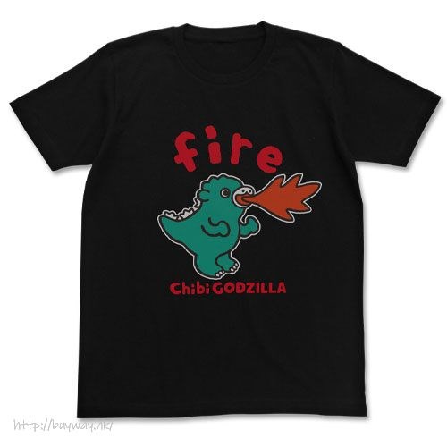 哥斯拉系列 : 日版 (150cm)「Chibi Godzilla」fire 黑色 小童 T-Shirt