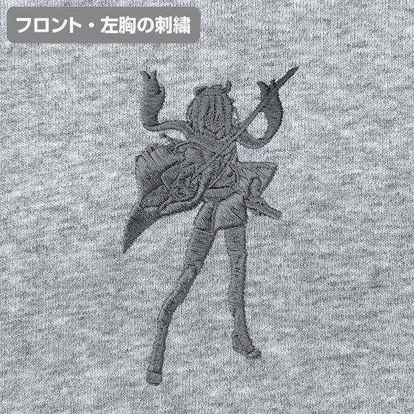 Fate系列 : 日版 (細碼)「Saber (沖田總司)」混合灰色 剪影刺繡 連帽拉鏈外套