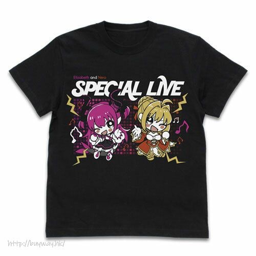 Fate系列 : 日版 (中碼)「尼祿 + 伊莉莎白」SPECIAL LIVE 黑色 T-Shirt
