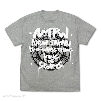新日本職業摔角 (中碼)「NJPW」獅子標誌 混合灰色 T-Shirt Lion Mark T-Shirt Graffiti Ver./MIX GRAY-M【New Japan Pro-Wrestling】