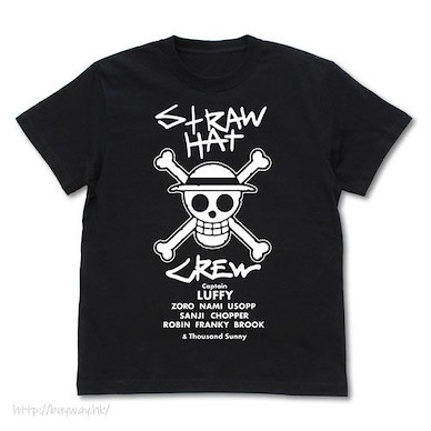 海賊王 (大碼)「草帽海賊團」船員名字 黑色 T-Shirt Straw Hat Pirates Crew Name T-Shirt /BLACK-L【One Piece】