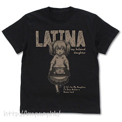 為了女兒，我說不定連魔王都能幹掉。 (加大)「拉提娜」捧餐 黑色 T-Shirt Latina T-Shirt /BLACK-XL【If It's for My Daughter, I'd Even Defeat a Demon Lord】