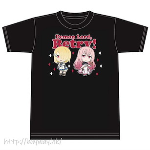 魔王大人、RETRY！ (加大)「亞可 + 露娜」黑色 T-Shirt T-Shirt Aku & Luna XL Size【Demon Lord, Retry!】