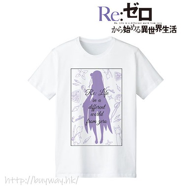 Re：從零開始的異世界生活 (中碼)「艾米莉婭」Line Art 女裝 白色T-Shirt Emilia Line Art T-Shirt Ladies' M【Re:Zero】