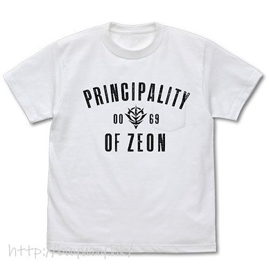 機動戰士高達系列 (細碼)「Principality of Zeon」白色 T-Shirt Zeon Pocket T-Shirt /WHITE-S【Mobile Suit Gundam Series】