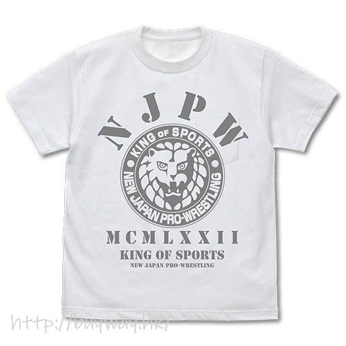 新日本職業摔角 : 日版 (細碼)「NJPW」獅子標誌 白色 T-Shirt