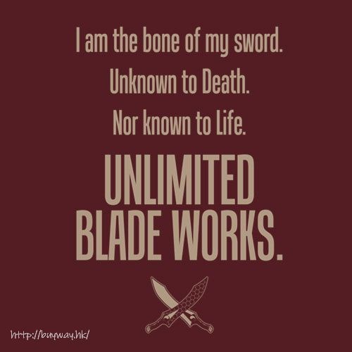 Fate系列 : 日版 (大碼) 劇場版「Fate/stay night [Heaven's Feel]」Unlimited Blade Works Ver. 2.0 酒紅色 T-Shirt