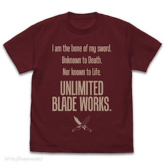 Fate系列 : 日版 (中碼) 劇場版「Fate/stay night [Heaven's Feel]」Unlimited Blade Works Ver. 2.0 酒紅色 T-Shirt