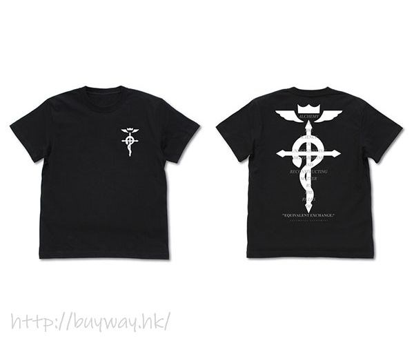 鋼之鍊金術師 : 日版 (加大)「フラメルの十字架」黑色 T-Shirt