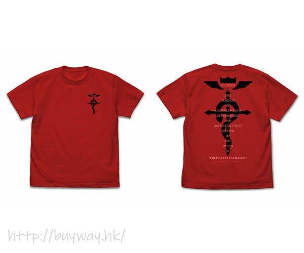 鋼之鍊金術師 : 日版 (大碼)「フラメルの十字架」紅色 T-Shirt