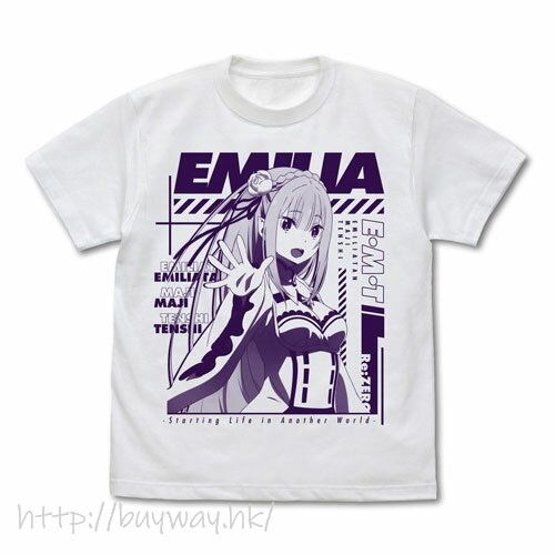 Re：從零開始的異世界生活 : 日版 (大碼)「艾米莉婭」EMILIA Ver. 2.0 白色 T-Shirt