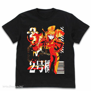 新世紀福音戰士 (中碼)「明日香」EVA 2號機 黑色 T-Shirt EVANGELION EVA-02 Acid Graphics T-Shirt /BLACK-M【Neon Genesis Evangelion】