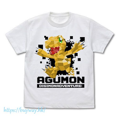 數碼暴龍系列 (細碼)「亞古獸」白色 T-Shirt Agumon Polygon Graphic T-Shirt /WHITE-S【Digimon Series】