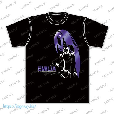 Re：從零開始的異世界生活 (中碼)「艾米莉婭」鋁箔印刷 黑色 T-Shirt Foil Print T-Shirt Emilia (M)【Re:Zero】