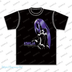 Re：從零開始的異世界生活 : 日版 (大碼)「艾米莉婭」鋁箔印刷 黑色 T-Shirt
