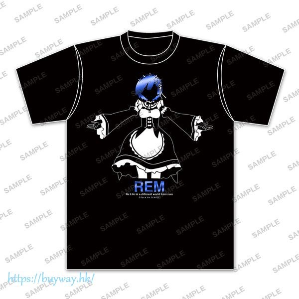 Re：從零開始的異世界生活 : 日版 (大碼)「雷姆」鋁箔印刷 黑色 T-Shirt