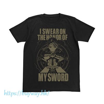 Fate系列 : 日版 (中碼)「Saber (Altria Pendragon)」I SWEAR ON THE HONOR OF MY SWORD 黑色 T-Shirt