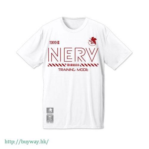 新世紀福音戰士 : 日版 (加大)「NERV」吸汗快乾 白色 T-Shirt