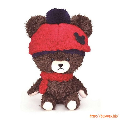 小熊學校 「Jackie」紅藍冷帽 公仔 Red/Navy Knit hat Mokomoko Jackie Plush S【The Bear's School】