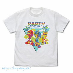 超音鼠 (中碼)「超音鼠 + 塔爾斯 + 納克魯斯」PARTY ANIMALS 白色 T-Shirt Sonic PARTY ANIMALS Full Color T-Shirt /WHITE-M【Sonic the Hedgehog】