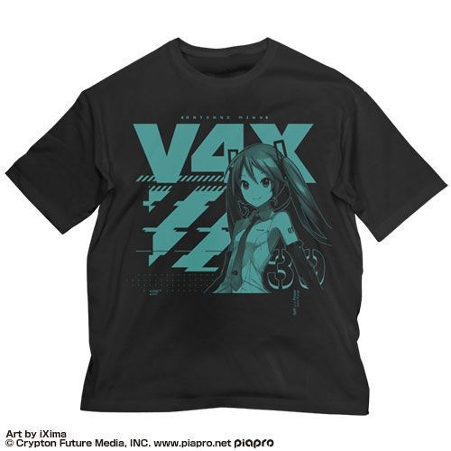 VOCALOID系列 : 日版 (大碼)「初音未來」V4X 黑色 半袖 T-Shirt