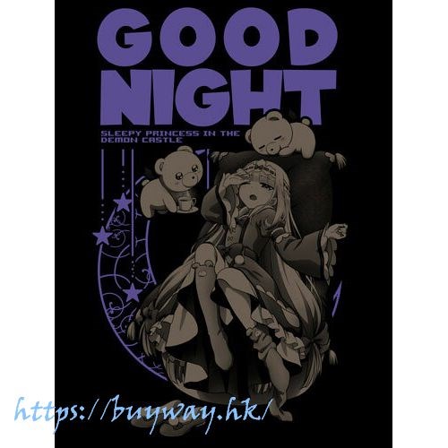 在魔王城說晚安 : 日版 (大碼)「栖夜公主 + 惡魔小熊」黑色 T-Shirt