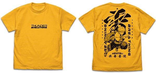 鬼滅之刃 : 日版 (大碼)「我妻善逸」無限列車篇 雷の呼吸 金色 T-Shirt