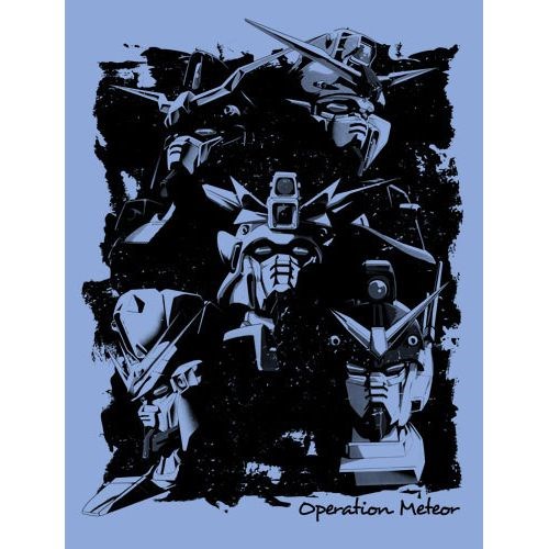 機動戰士高達系列 : 日版 (大碼)「新機動戰記高達W Operation Meteor」粉藍色 T-Shirt
