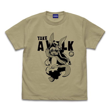 來自深淵 (細碼)「娜娜奇」TAKE A WALK 烈日的黃金鄉 深卡其色 T-Shirt The Golden City of the Scorching Sun New Illustration Nanachi Wakuwaku T-Shirt /SAND KHAKI-S【Made in Abyss】