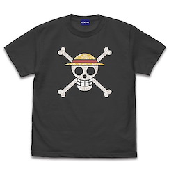 海賊王 (中碼)「草帽海賊團」海賊旗 墨黑色 T-Shirt Strawhat Pirate Flag Paisley T-Shirt /SUMI-M【One Piece】