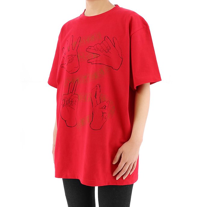 咒術迴戰 : 日版 (大碼) 手形圖案 紅色 T-Shirt