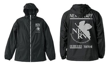 新世紀福音戰士 (細碼)「NERV」黑×白 連帽風褸 Nerv Hooded Windbreaker /BLACK x WHITE-S【Neon Genesis Evangelion】