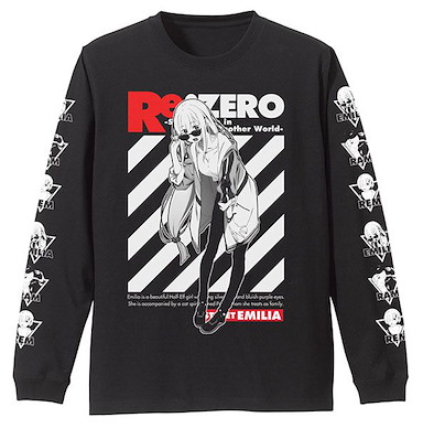 Re：從零開始的異世界生活 (加大)「艾米莉婭」街頭時尚 黑色 長袖 T-Shirt Emilia Sleeve Rib Long Sleeve T-Shirt Street Fashion Ver./BLACK-XL【Re:Zero】