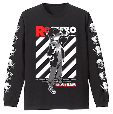 Re：從零開始的異世界生活 (加大)「拉姆」街頭時尚 黑色 長袖 T-Shirt Ram Sleeve Rib Long Sleeve T-Shirt Street Fashion Ver./BLACK-XL【Re:Zero】