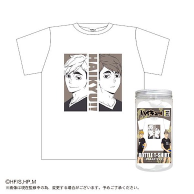 排球少年!! (中碼)「宮侑 + 宮治」白色 Bottle T-Shirt Bottle T-Shirt Design-B Atsumu Miya & Osamu Miya WHITE Free (Unisex)【Haikyu!!】