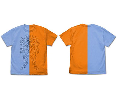 勇者鬥惡龍系列 (加大)「冰炎將軍」粉藍×橙 T-Shirt Flazzard Switching T-Shirt /SAX x ORANGE-XL【Dragon Quest】