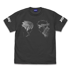 火影忍者系列 : 日版 (大碼)「漩渦鳴人 + 宇智波佐助」墨黑色 T-Shirt