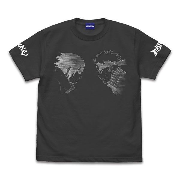 火影忍者系列 : 日版 (中碼)「漩渦鳴人 + 宇智波佐助」墨黑色 T-Shirt