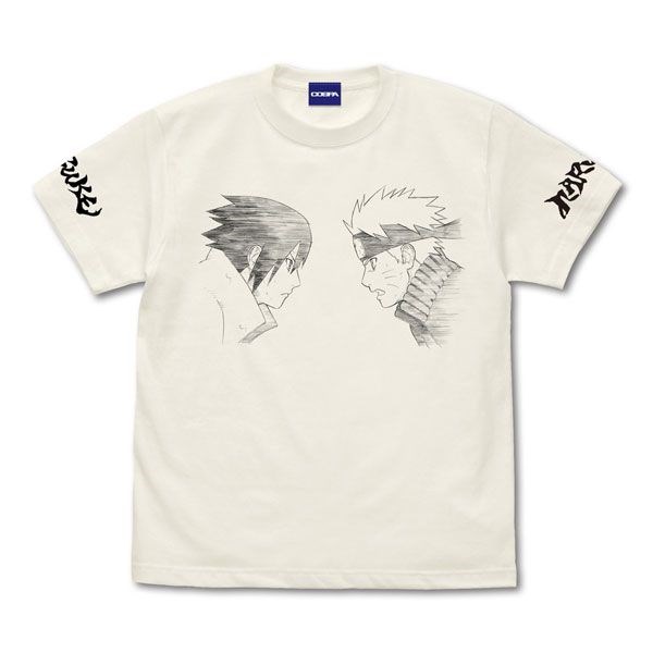 火影忍者系列 : 日版 (加大)「漩渦鳴人 + 宇智波佐助」香草白 T-Shirt
