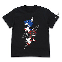 超音鼠 : 日版 (加大)「超音鼠 + Shadow the Hedgehog」黑色 T-Shirt