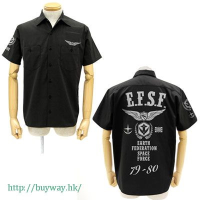 機動戰士高達系列 : 日版 (中碼)「地球聯邦軍」基地 黑色 工作襯衫