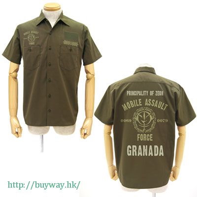 機動戰士高達系列 : 日版 (大碼)「突撃機動軍」團徽 卡其色 工作襯衫