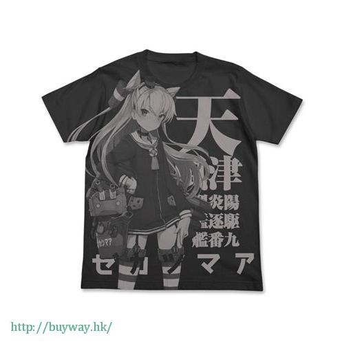 艦隊 Collection -艦Colle- : 日版 (細碼)「天津風」墨黑色 T-Shirt