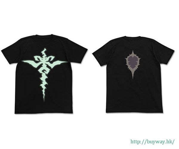 Fate系列 : 日版 (中碼)「黑 Saber」紋樣 黑色 T-Shirt
